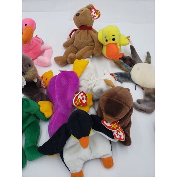Ty Beanie Baby Lot 11 Patti Claude Quackers Teddy Waddle Erin Seaweed - Picture 6 of 15